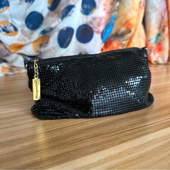 Whiting and Davis Black Mesh Clutch Wristlet Evening Bag - Picture 1 of 9